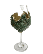 Dark Green Quartz Wine Glass - Set of 2 Rose Gold Finish