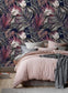 Dark Pink Feather Leaves Wallpaper - MAIA HOMES