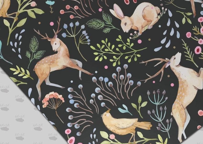 Dark Woodland Deers in the Garden Nursery Wallpaper - MAIA HOMES