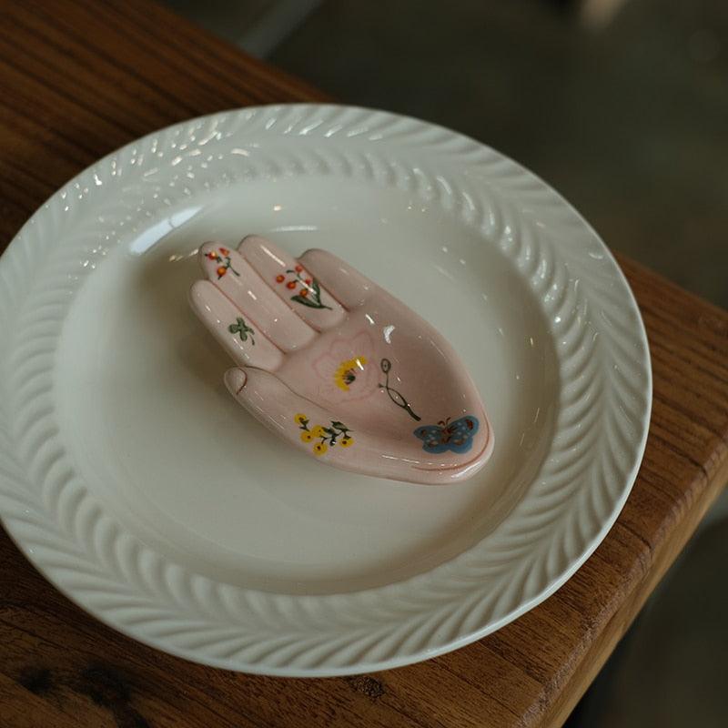 Decorative Glazed Porcelain Hand Sculpture Trinket - MAIA HOMES
