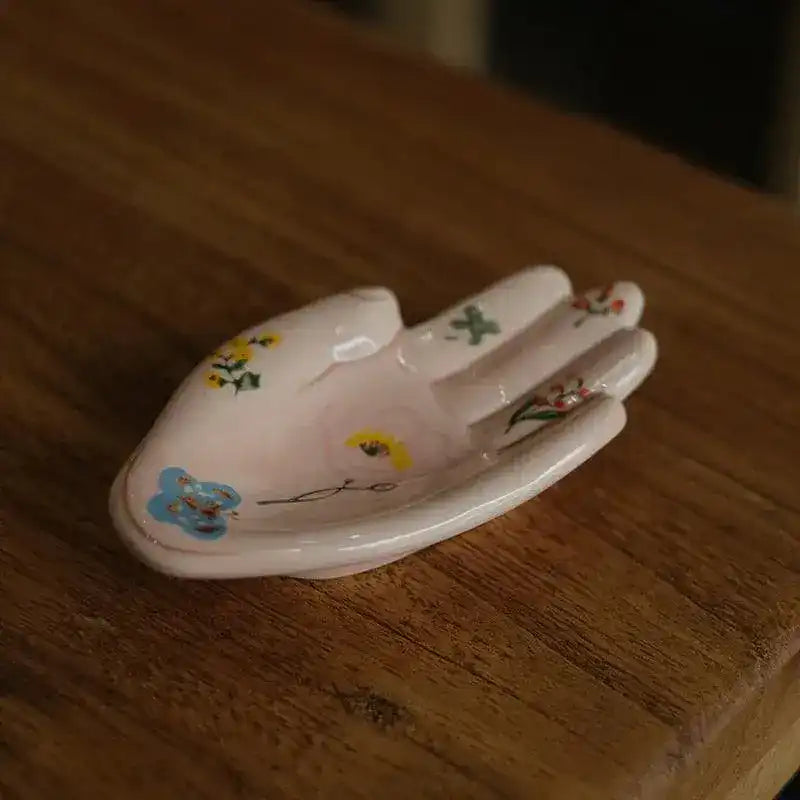 Decorative Glazed Porcelain Hand Sculpture Trinket