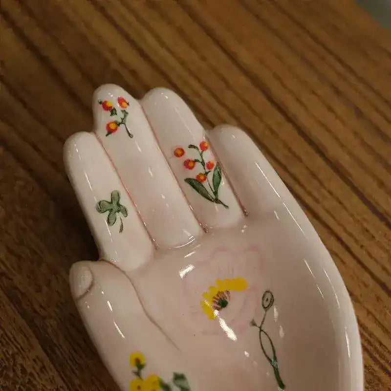 Decorative Glazed Porcelain Hand Sculpture Trinket