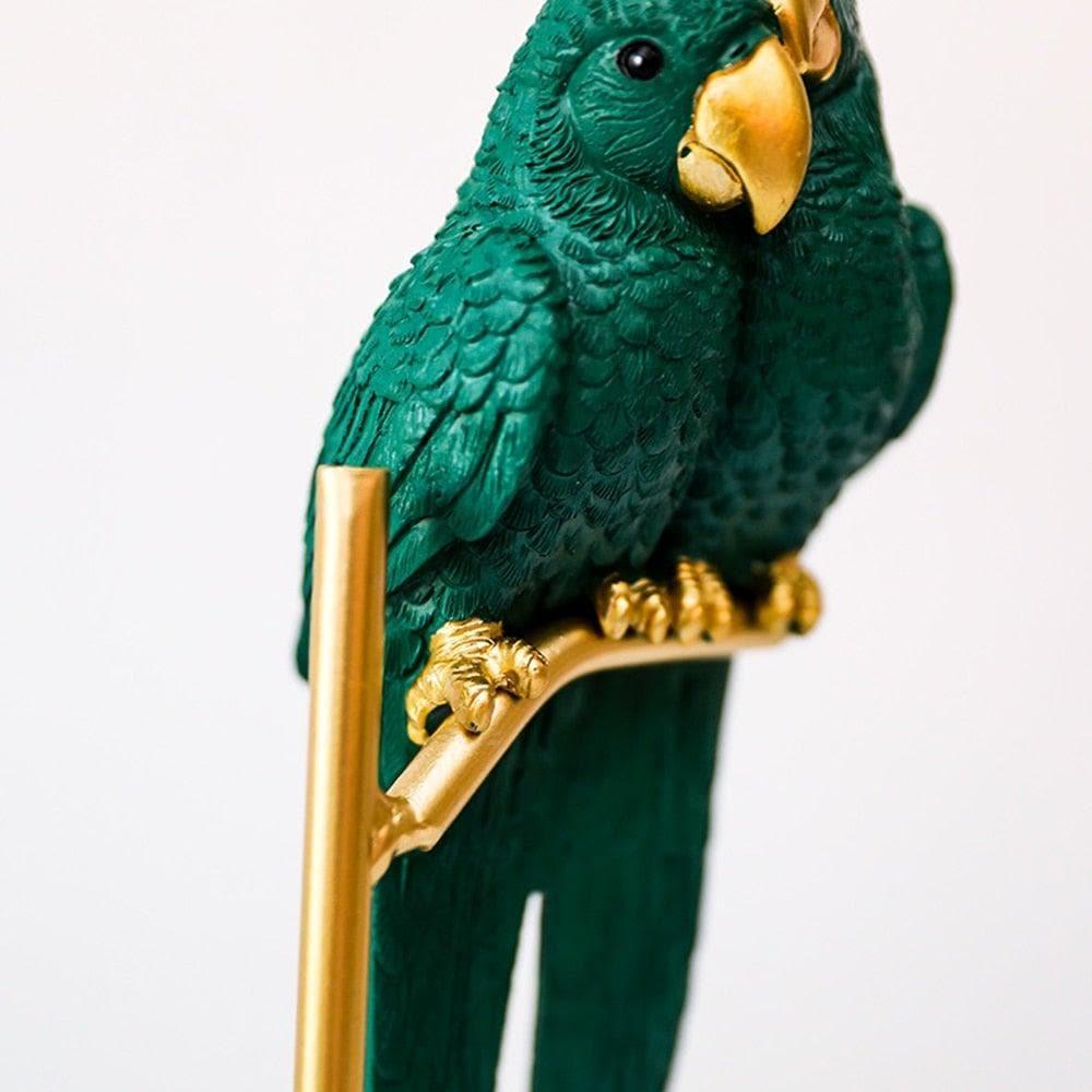 Decorative Parrots on Gold Stand - MAIA HOMES