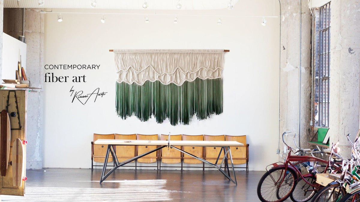 DEEP ROOTS Gradient Green Macrame Wall Hanging