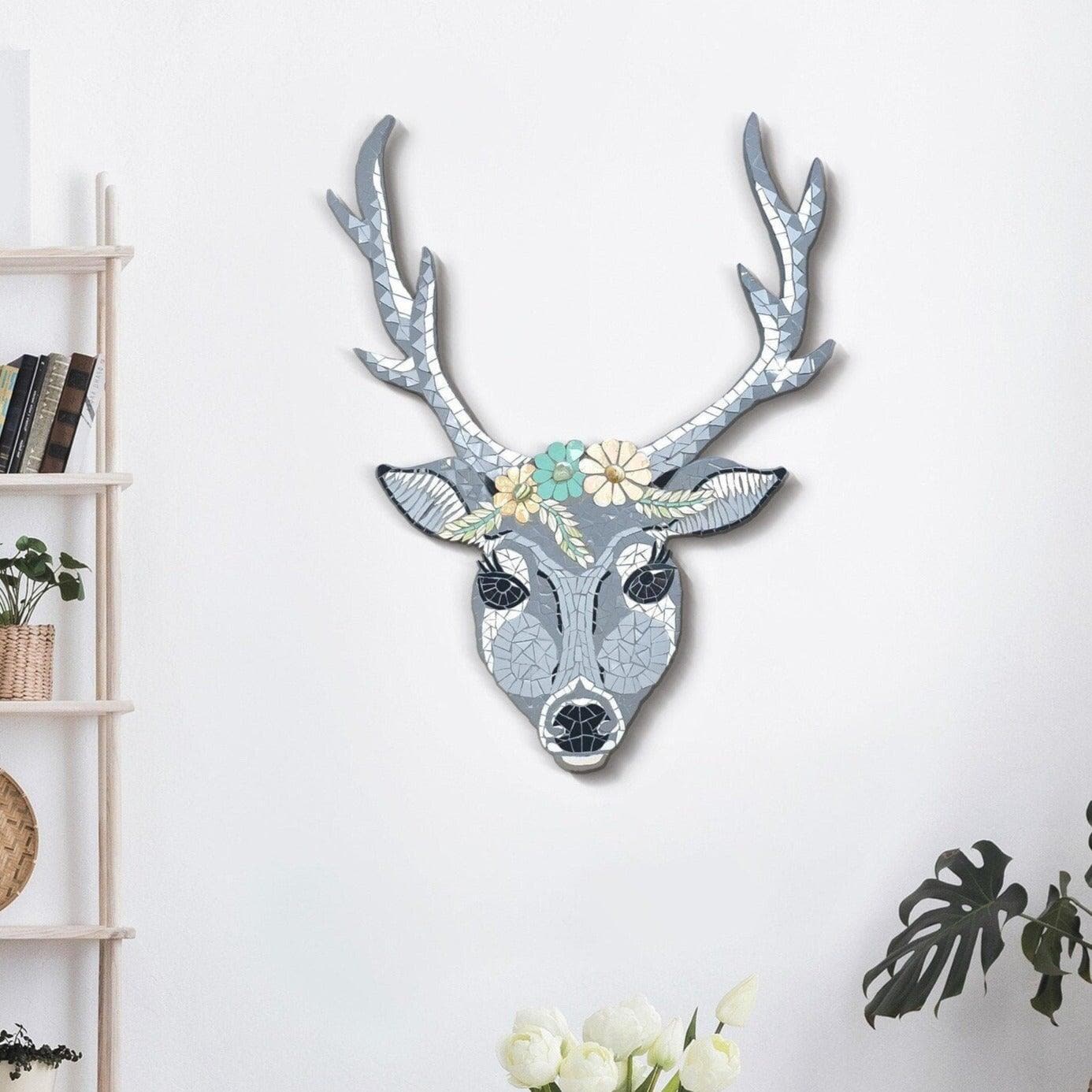 Deer Mosaic Wall Art Gray