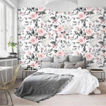 Delicate Blush Roses Floral Wallpaper