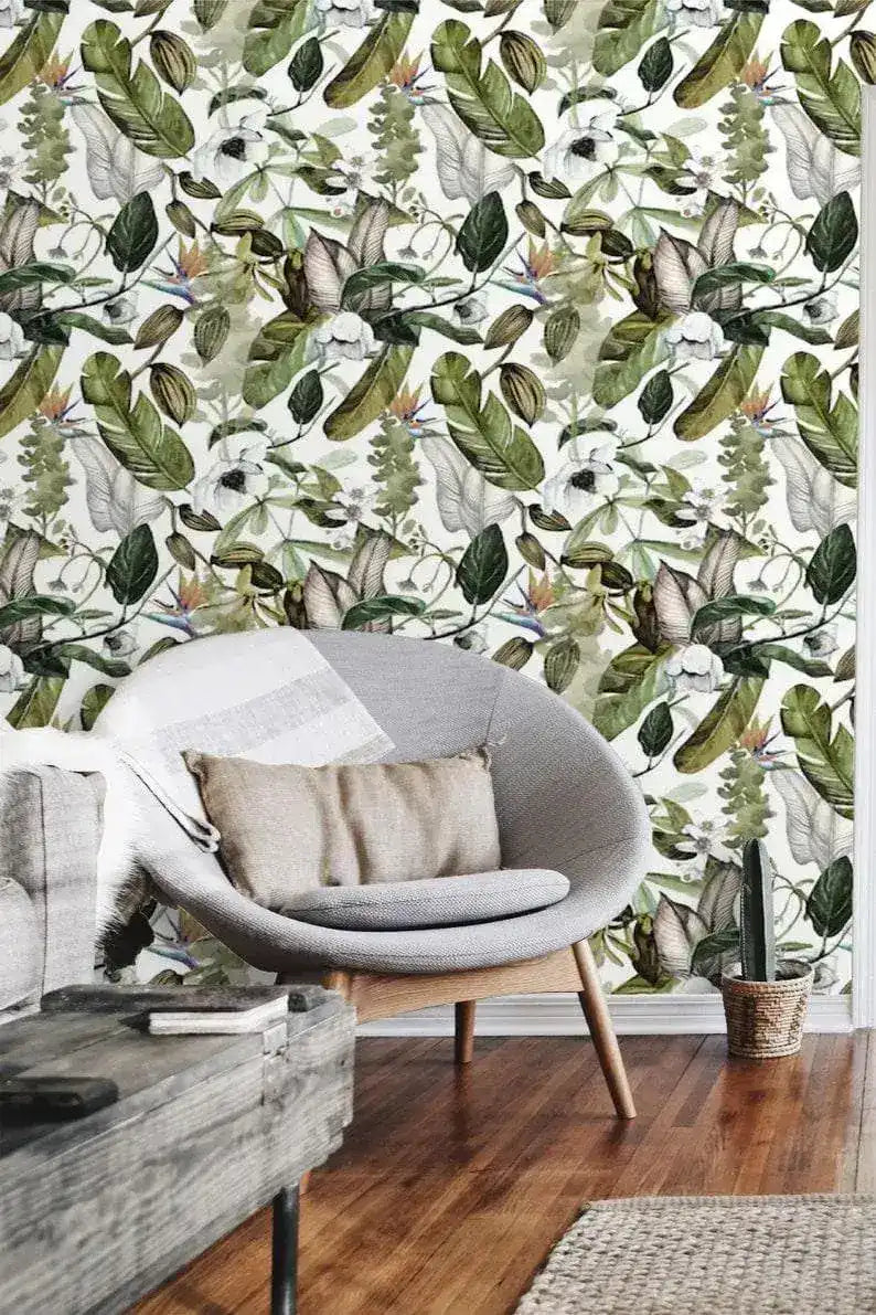 Delicate Tropical Leaves Watercolor Wallpaper