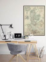 Denmark Map Wall Print| 1893 Denmark Map