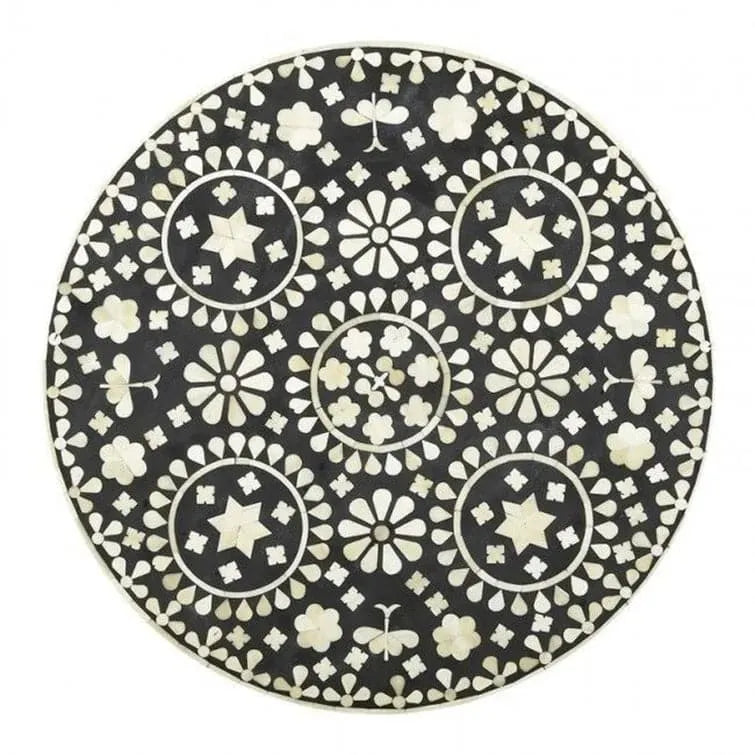 Desi Black and White Bone Inlay End Table