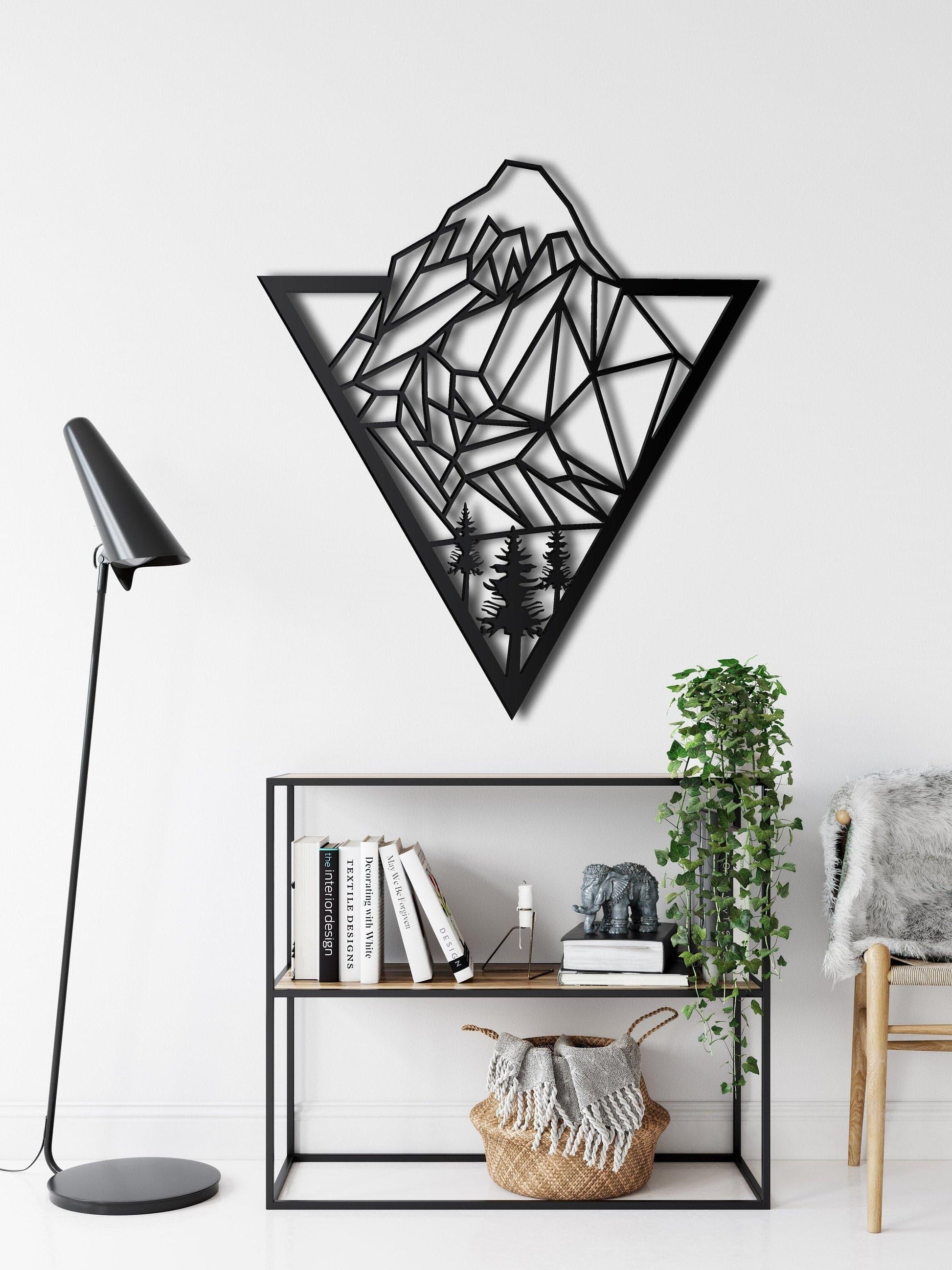 Diamond Mountain Peek Metal Wall Hanging Decor - MAIA HOMES