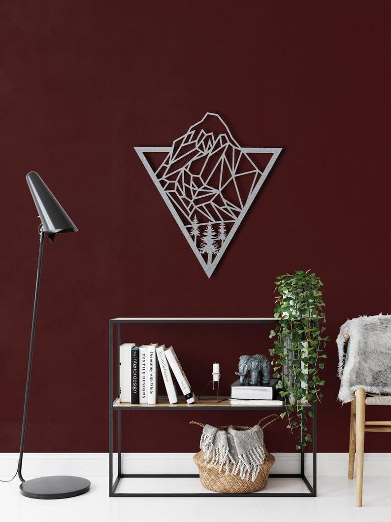 Diamond Mountain Peek Metal Wall Hanging Decor - MAIA HOMES