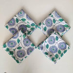 Diana Blue and White Block Printed Cotton Napkins