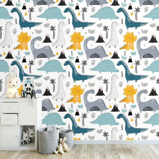 Dinosaur World Illustrated Wallpaper - MAIA HOMES