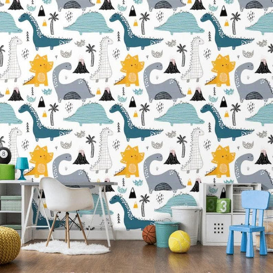 Dinosaur World Illustrated Wallpaper - MAIA HOMES