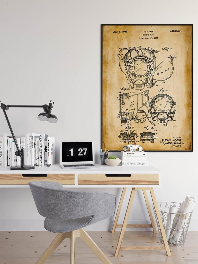 Diving Suit Patent Print| Framed Art Print