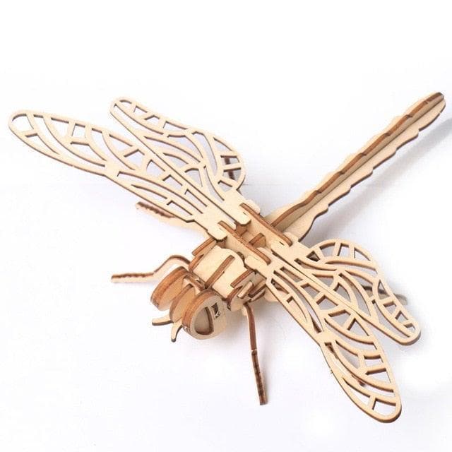 DIY 3D Wooden Puzzle Insect dragonfly