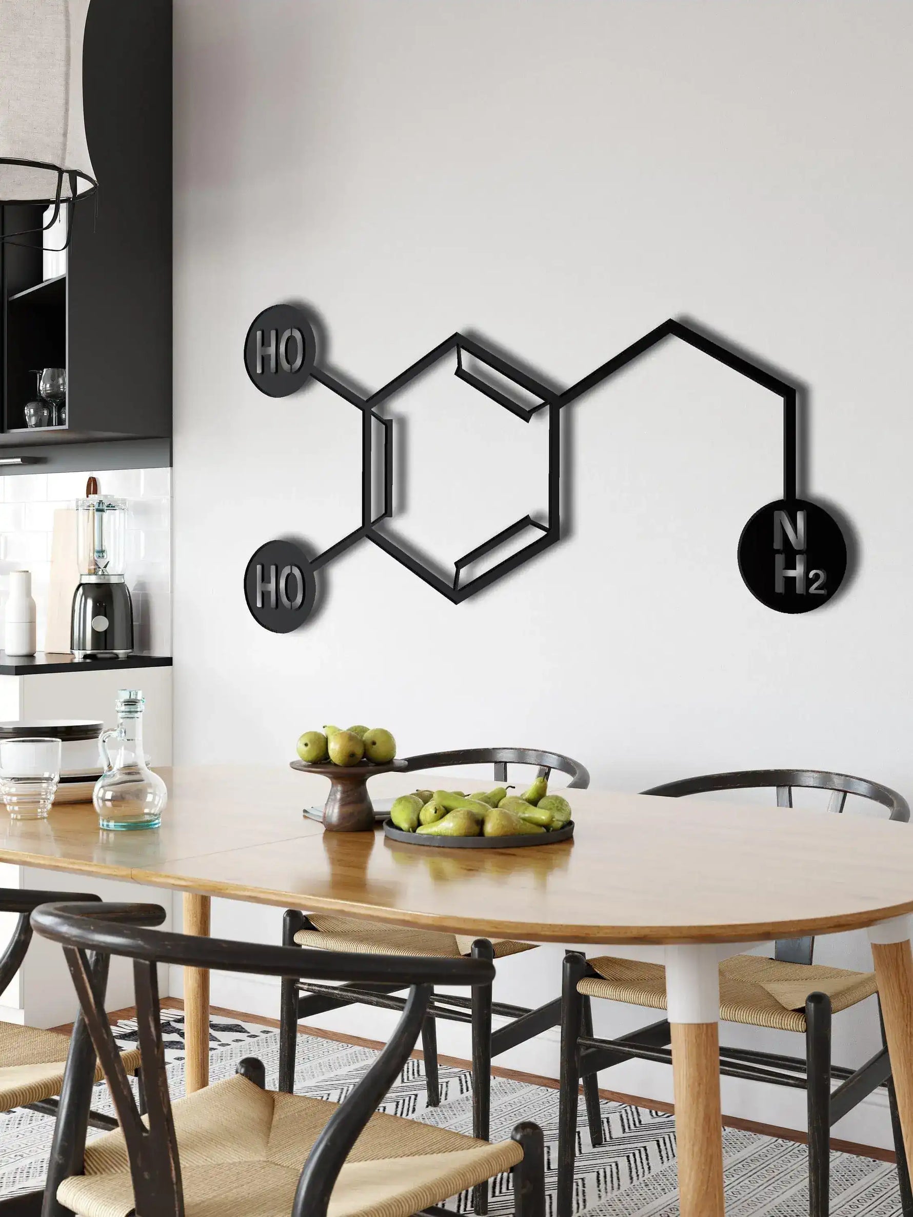 Dopamine Molecule Metal Wall Hanging Decor