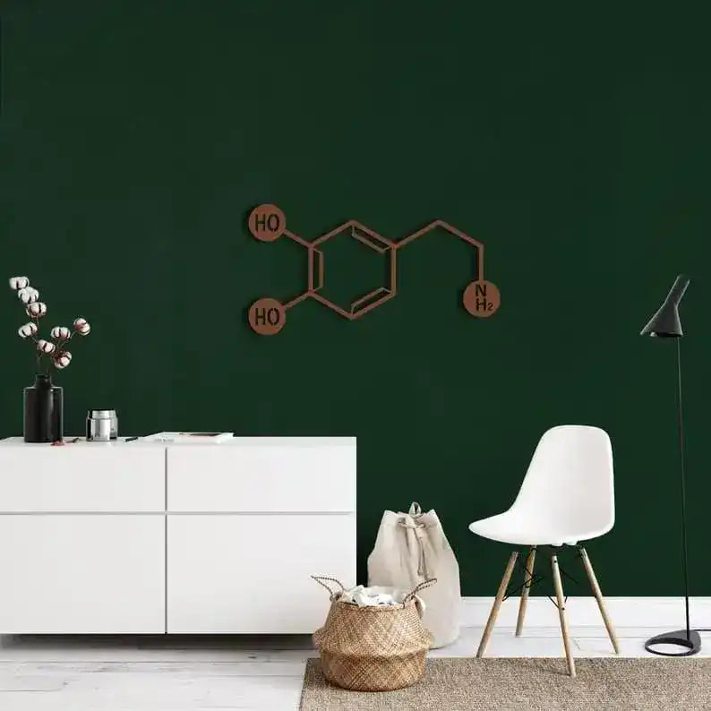 Dopamine Molecule Metal Wall Hanging Decor Bronze