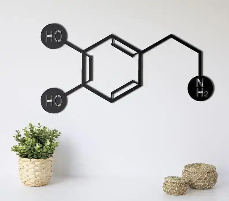 Dopamine Molecule Metal Wall Hanging Decor Black