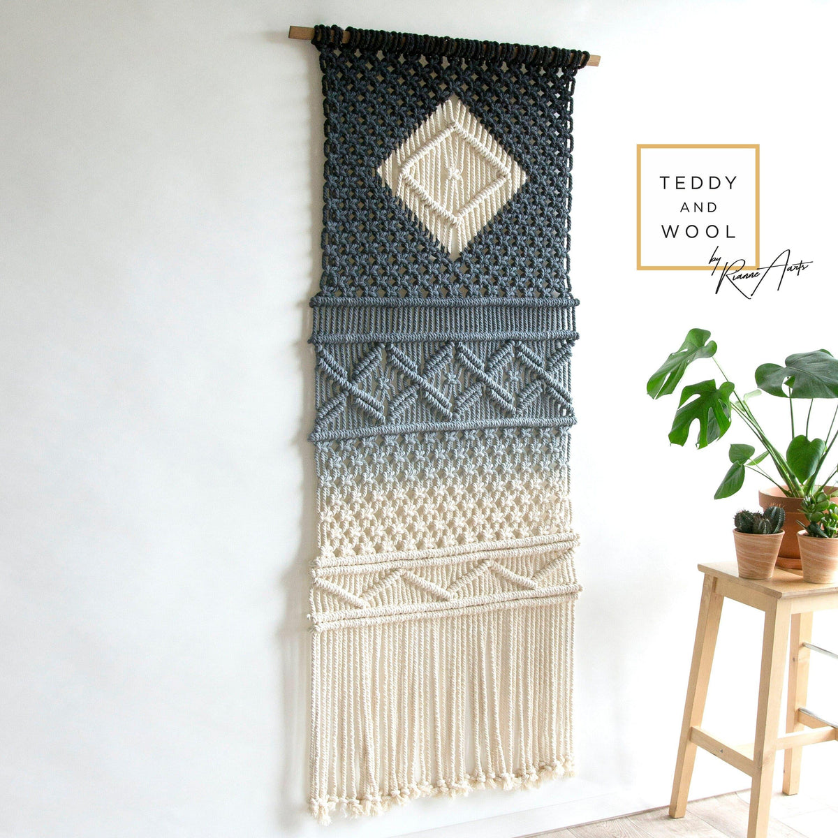 Doris Macrame Wall Hanging - Dyed Diamond Tapestry