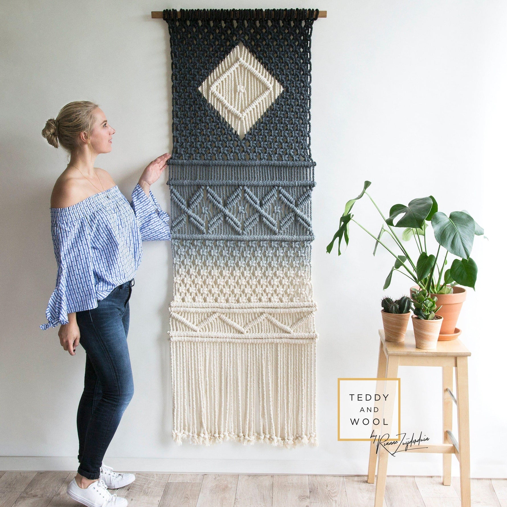 Doris Macrame Wall Hanging - Dyed Diamond Tapestry