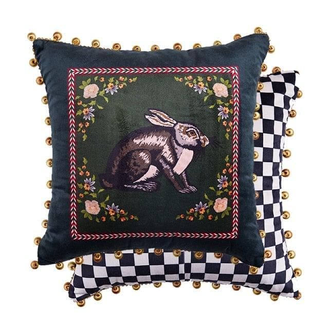 Double Rabbit Print Velvet Pillow Case 18" x 18"