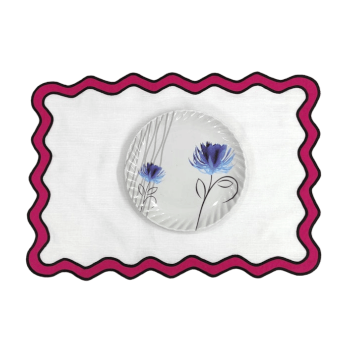 Double Scalloped Red and White Cotton Placemats Placemats