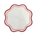 Double Scalloped Round Cotton Placemats Red, light pink