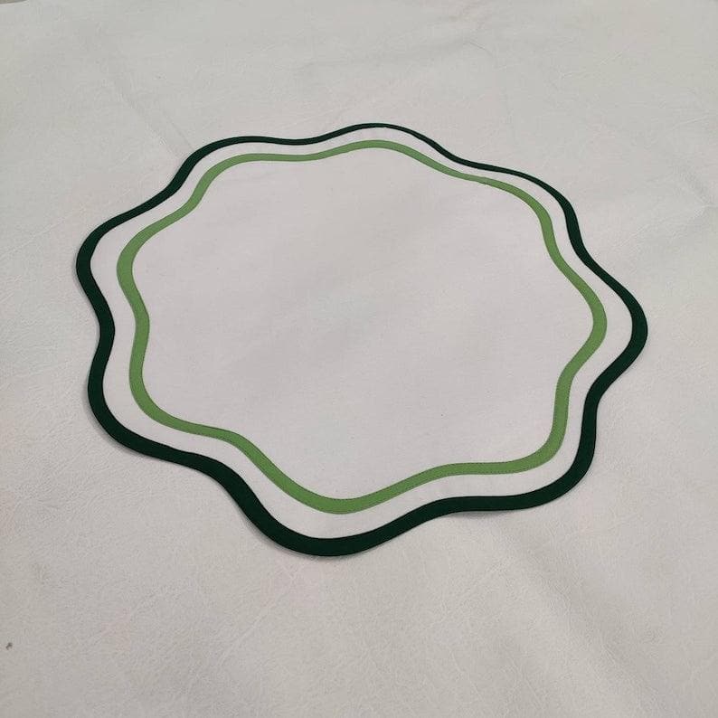 Double Scalloped Round Cotton Placemats - MAIA HOMES