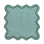 Double Scalloped Table Linen Napkins Green