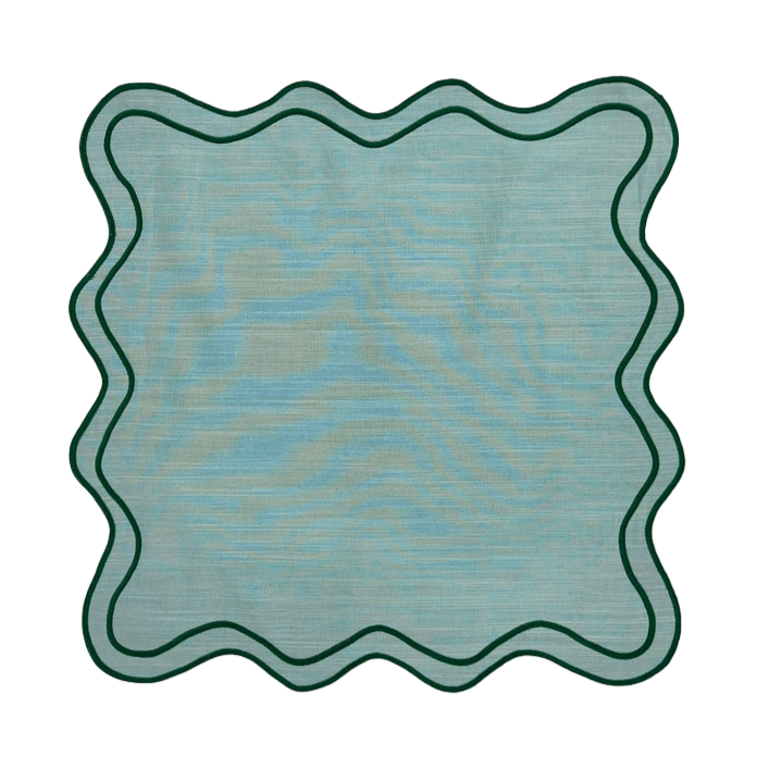 Double Scalloped Table Linen Napkins Green