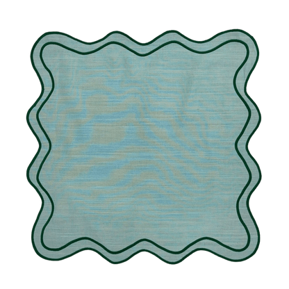 Double Scalloped Table Linen Napkins Green