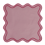 Double Scalloped Table Linen Napkins Light pink cotton