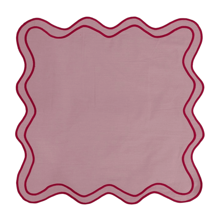 Double Scalloped Table Linen Napkins Light pink cotton