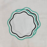 Double Trim Scalloped Round Cotton Placemats Green