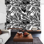 Dramatic Abstract Leaves Black and White Wallpaper