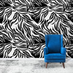 Dramatic Abstract Leaves Black and White Wallpaper