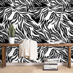 Dramatic Abstract Leaves Black and White Wallpaper