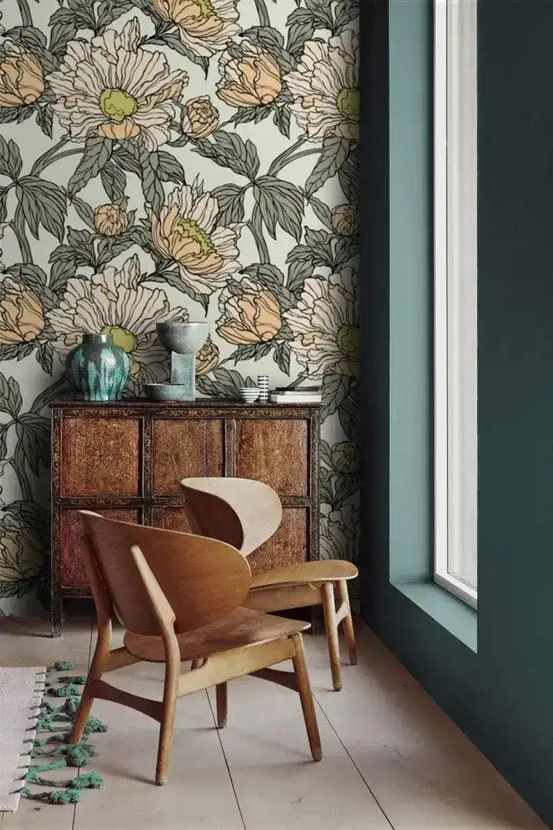 Dramatic Oversized Floral Wallpaper