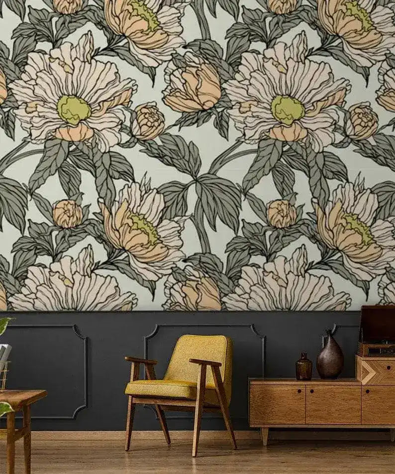 Dramatic Oversized Floral Wallpaper