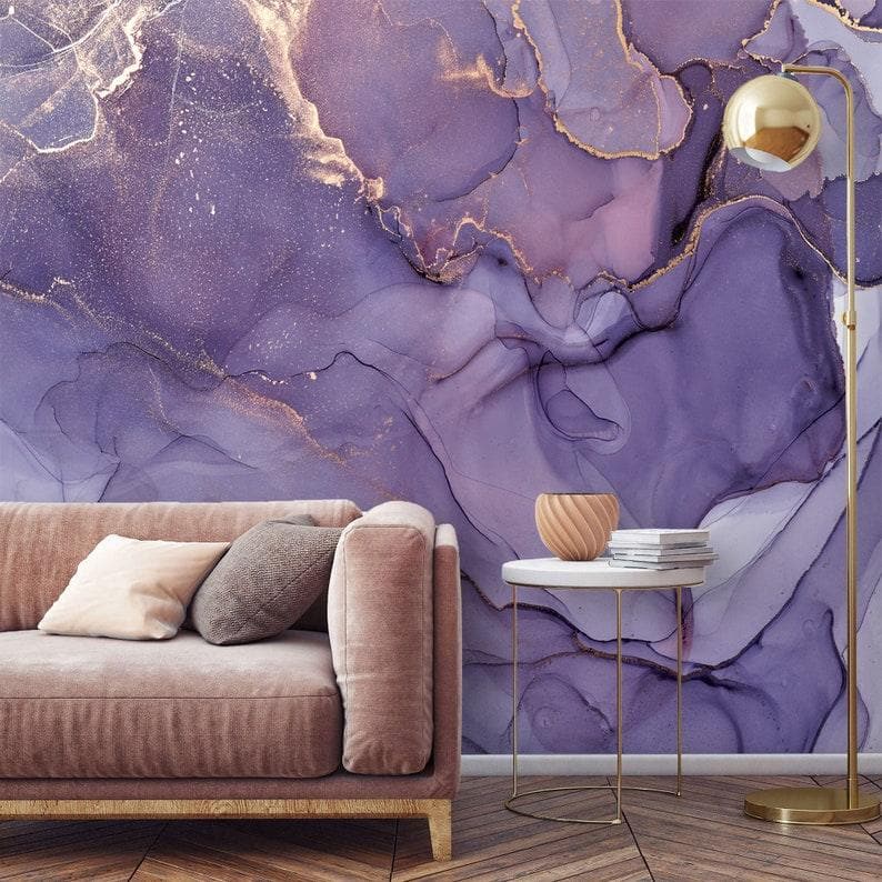 Purple & Gold Marble Wallpaper Mural