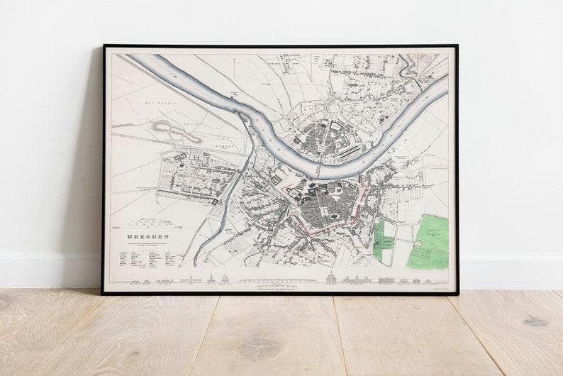 Dresden City Map Wall Print| Framed Map Wall Decor - MAIA HOMES