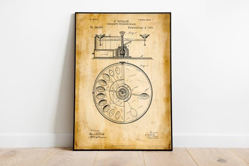 Drug Weighing Scale Patent Print| Framed Art Print