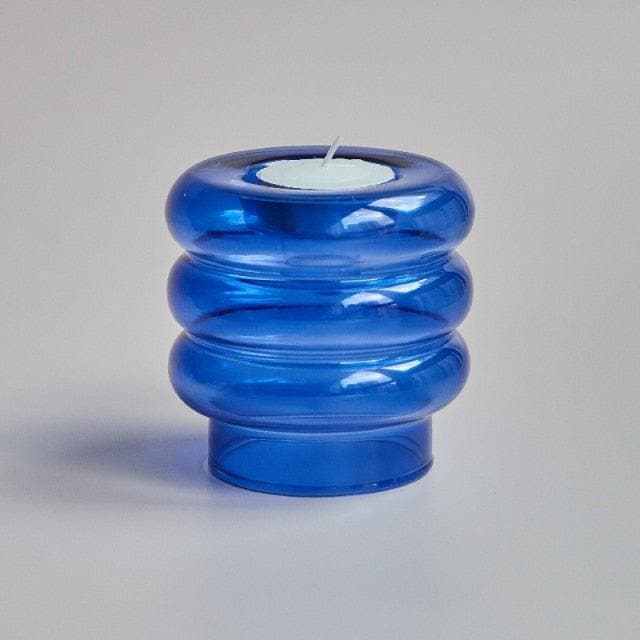 Dual Purpose Candlestick Taper Candle Holders - Pack of 2 Clear Blue