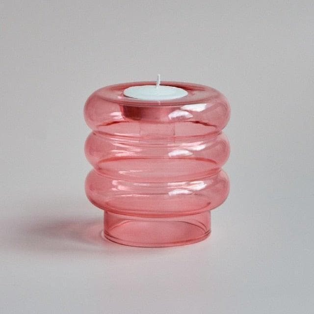 Dual Purpose Candlestick Taper Candle Holders - Pack of 2 Pink