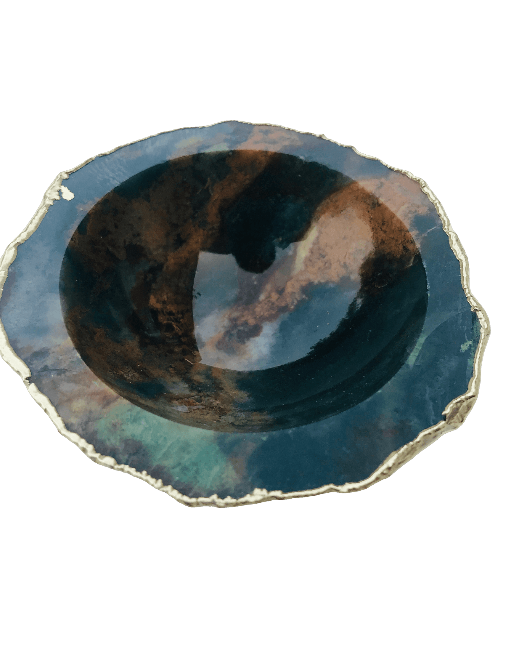 Earth Blue Agate Geode Jewelry Bowl