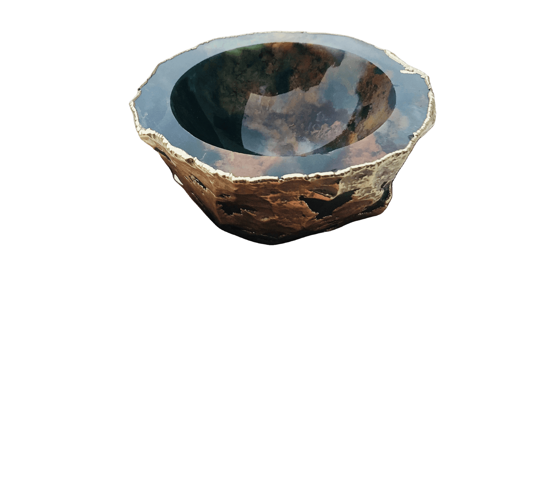 Earth Blue Agate Geode Jewelry Bowl