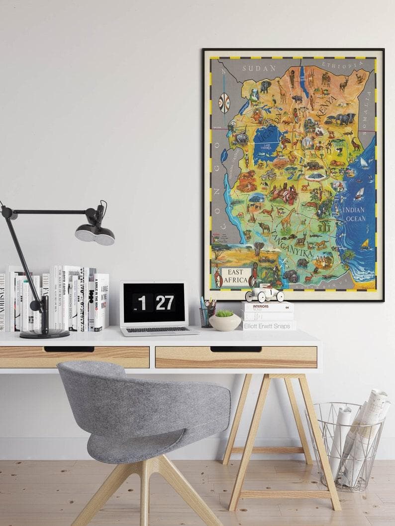 East Africa Map Poster Print| Vintage Map Wall Art - MAIA HOMES