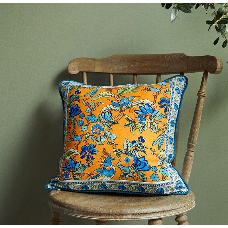 Eastern Spring Birds Printed Throw Pillow Cover