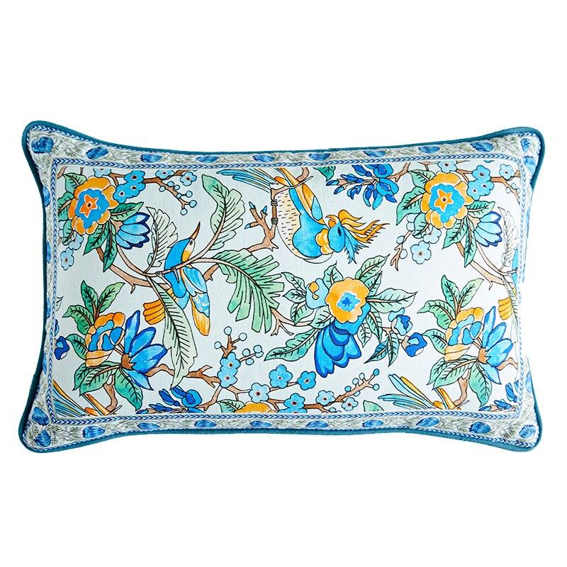 Eastern Spring Birds Printed Throw Pillow Cover White